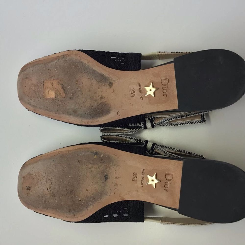 Dior Moi Black Cotton Lambskin Mesh Cannage Slingback Ballet‎ Flats EU 35.5 - Picture 15 of 17